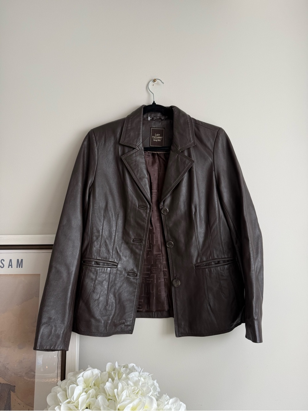 Lady Hathaway Brown Front Button Leather Jacket